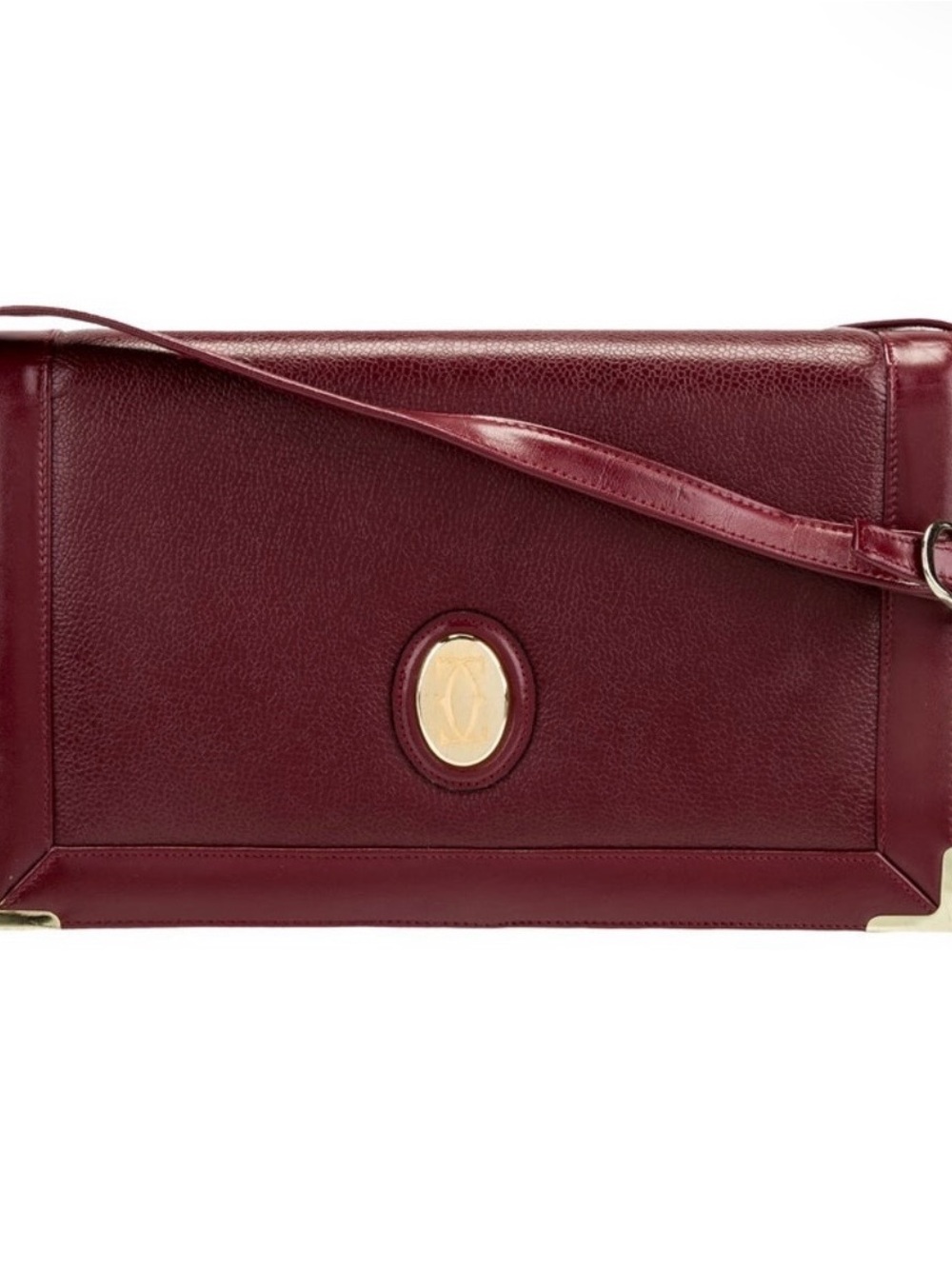 Vintage Cartier Burgundy Leather Shoulder Bag by